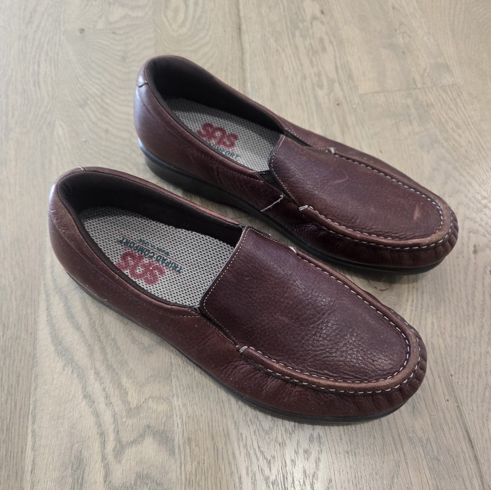 SAS Twin Loafers Shoes Womens 10 Brown Leather Comfort‎ Slip On Moc Toe Career